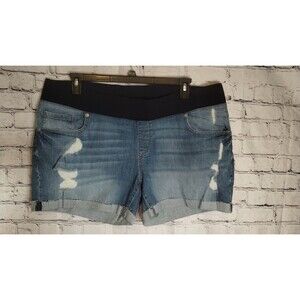 Great Expectations Shorts Maternity Womens XXL Medium Wash Denim Cuffed Pull On
